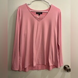 Ellen Tracy Pink V-Neck Women's Top, size large
